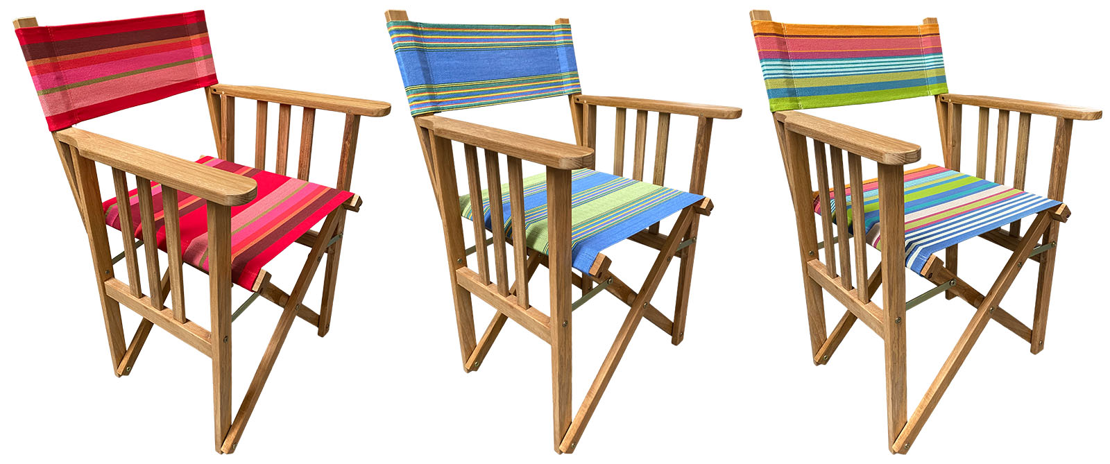 Teak Directors Chairs - Acrobatics Stripe