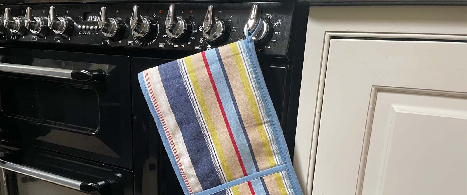 Striped Oven Gloves | Double Oven Mitts