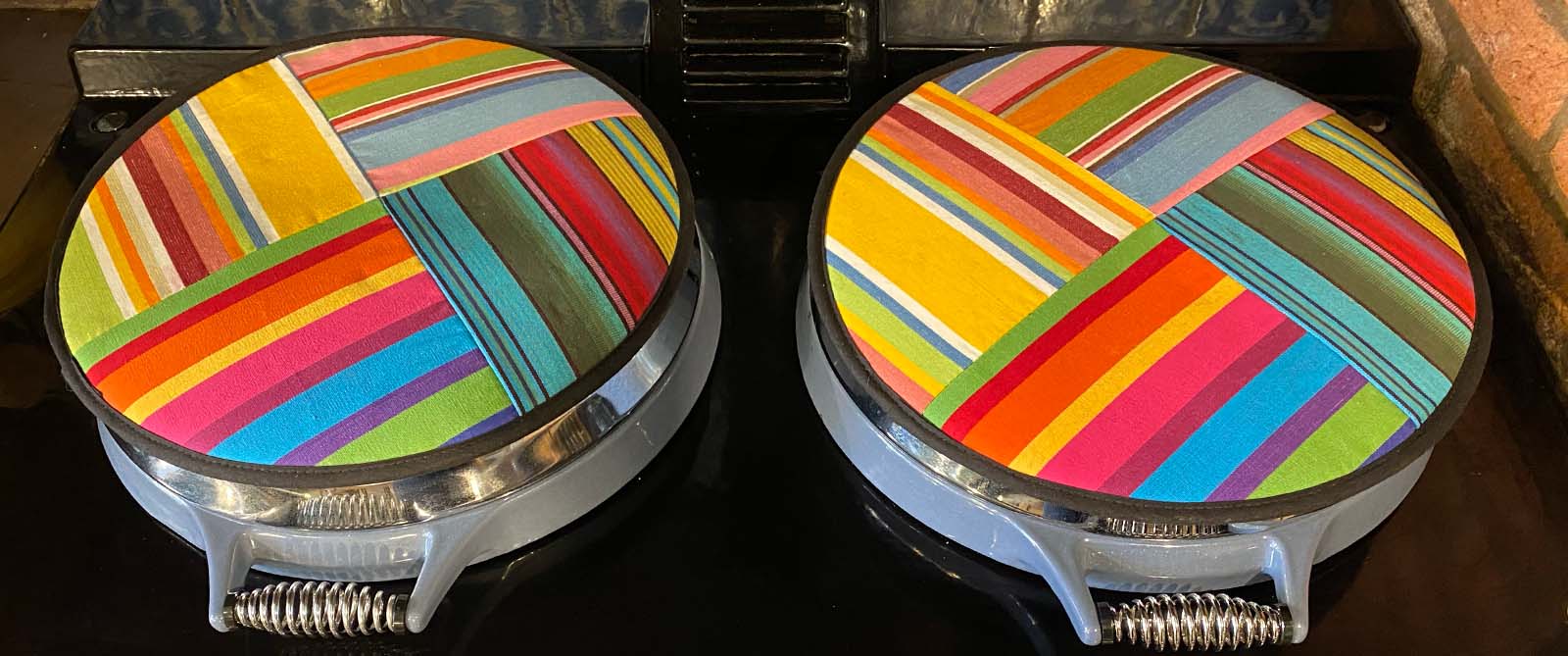 Striped Hob Covers for Agas | Range Cooker Hob Covers | Round Hob Protectors | Chefs Pads