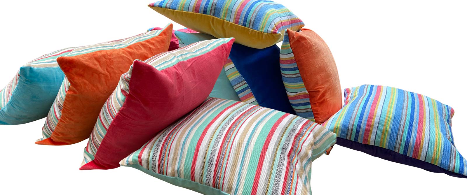 Striped Brushed Cotton and Velvet Cushion Coverss