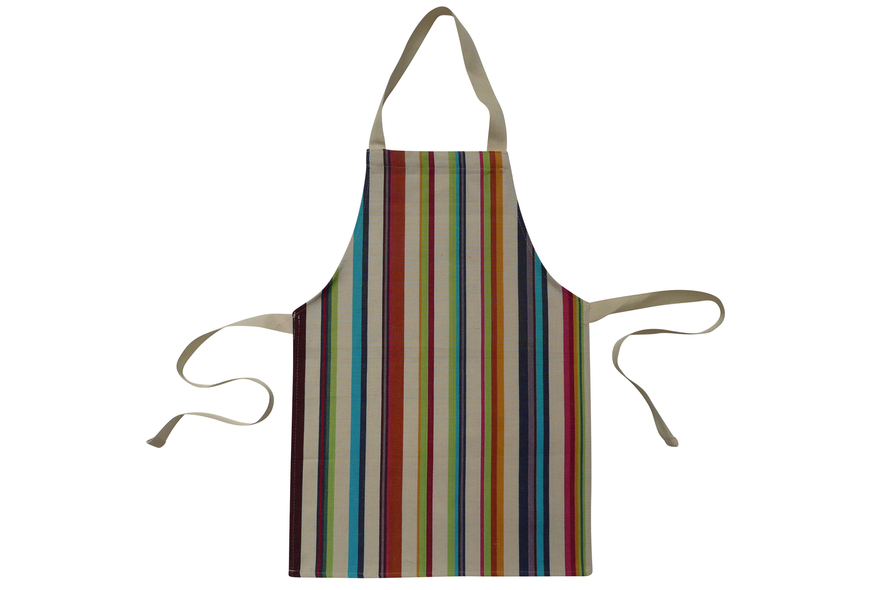 Cream Toddlers Aprons - Striped Aprons For Small Children Cream  Brown  Terracotta  Green  Stripes