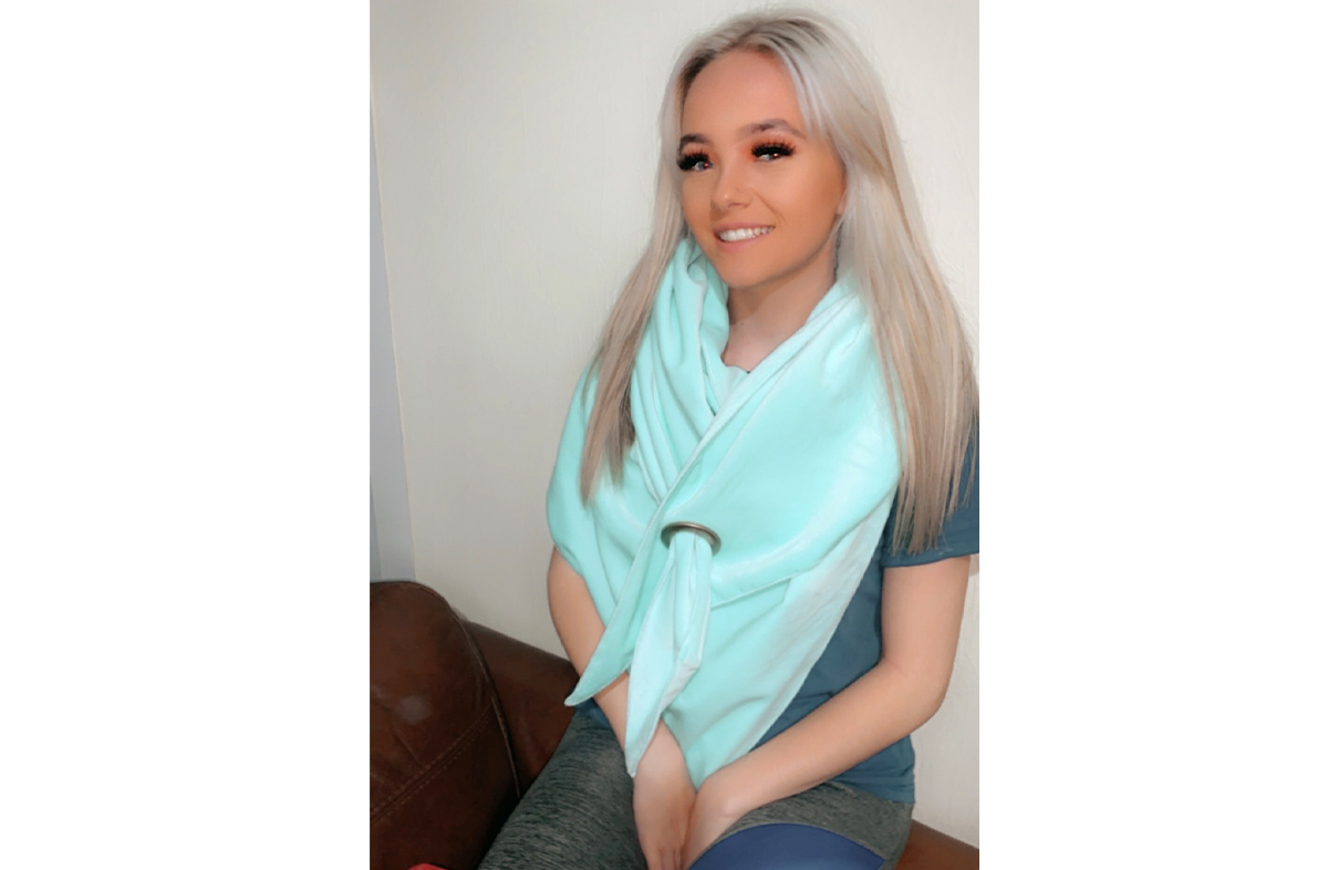 Aqua Velvet Pull Through Shawl Wrap Scarf 