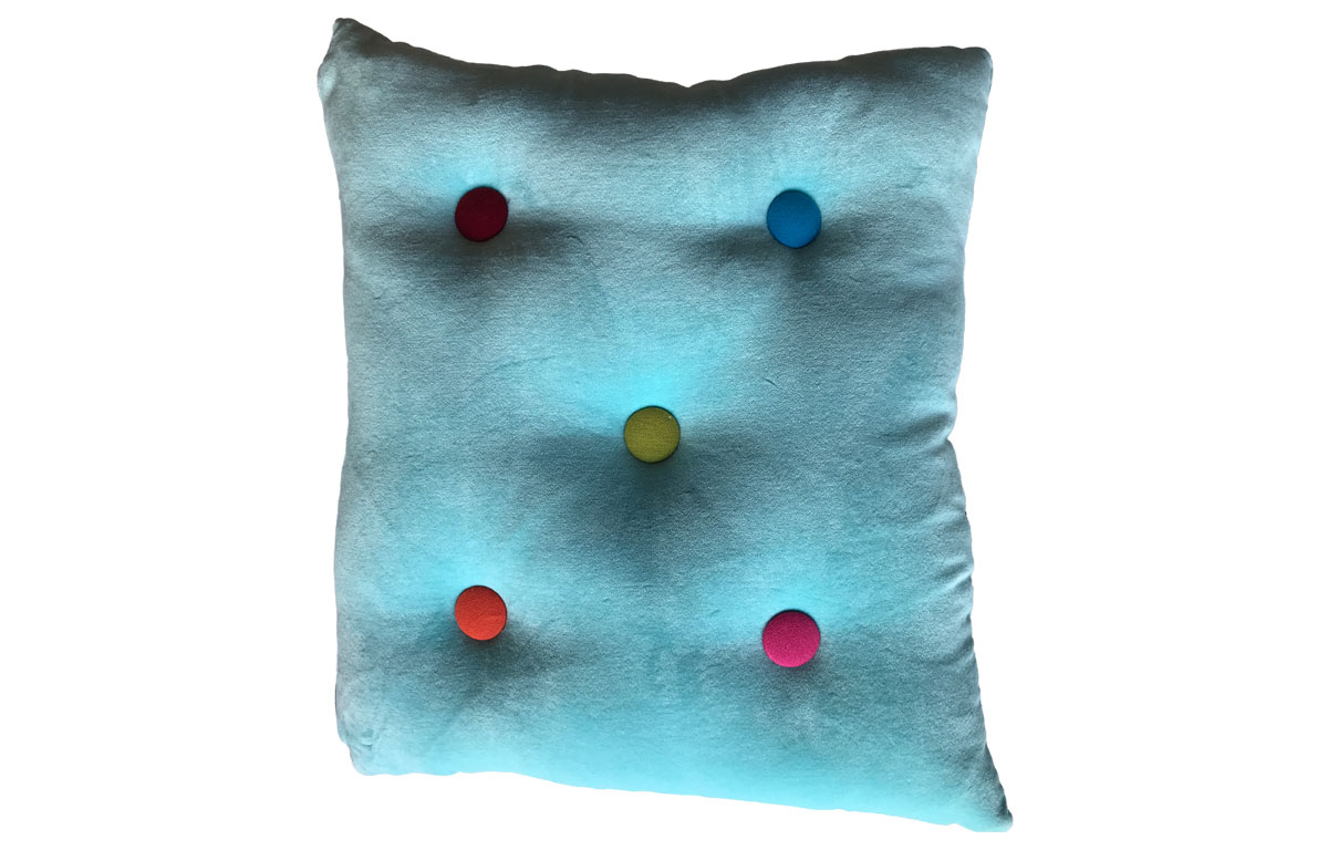 Aquamarine Velvet Seat Pad with Coloured Buttons