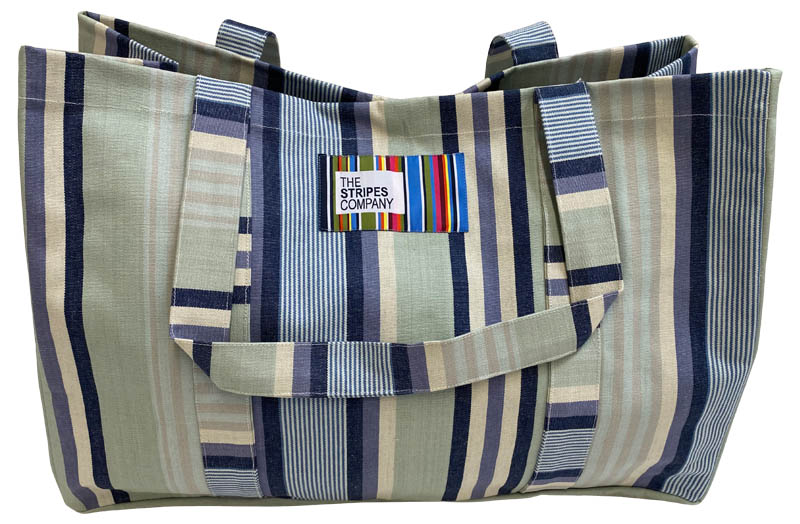 Pale Green, Denim, Navy, Cream Stripe Extra Large Beach Bags