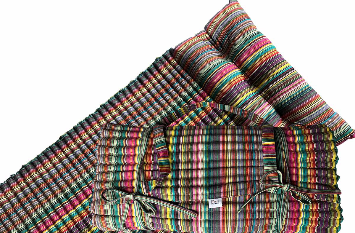 Multi Stripe Beach Mattress | Roll Up Beach Mat with Pillow