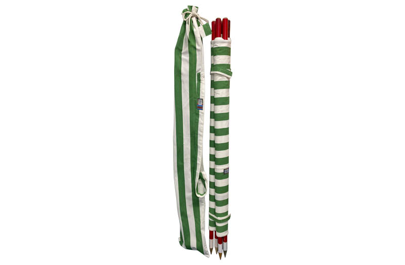 Green and White Stripe 5 Pole Beach Windbreaks with Carry Bag