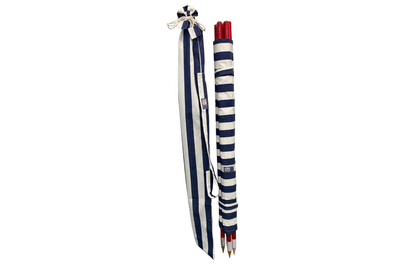 Navy Blue White Stripe 5 Pole Beach Windbreaks with Carry Bag