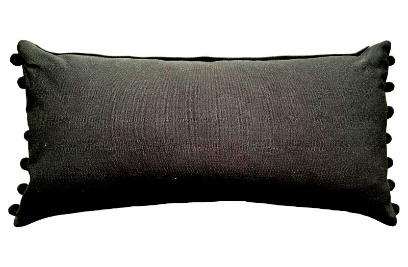 Black Oblong Cushions with Black Bobble Fringe
