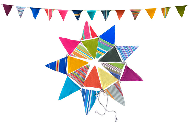 Rainbow Bunting - Alternating Stripe and Plain Colour Bunting Flags