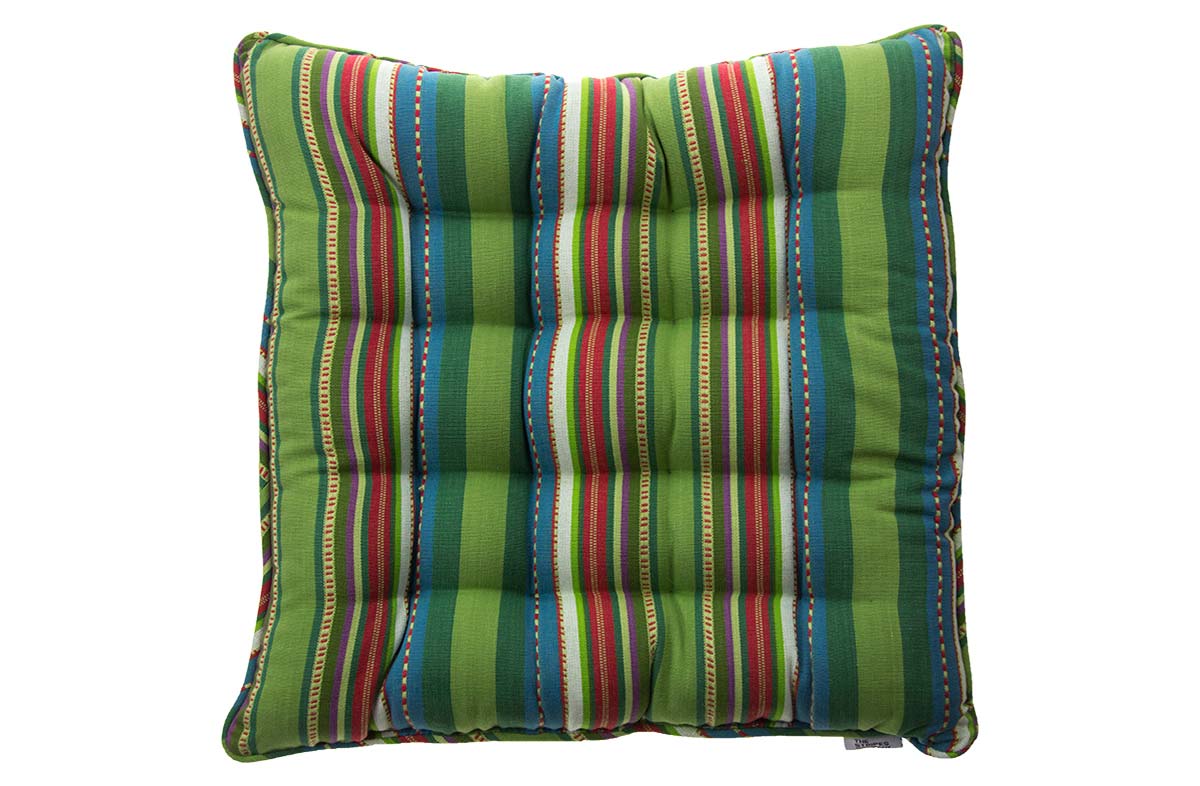 Pretty Green Striped Seat Pads with textured embroided look stripes