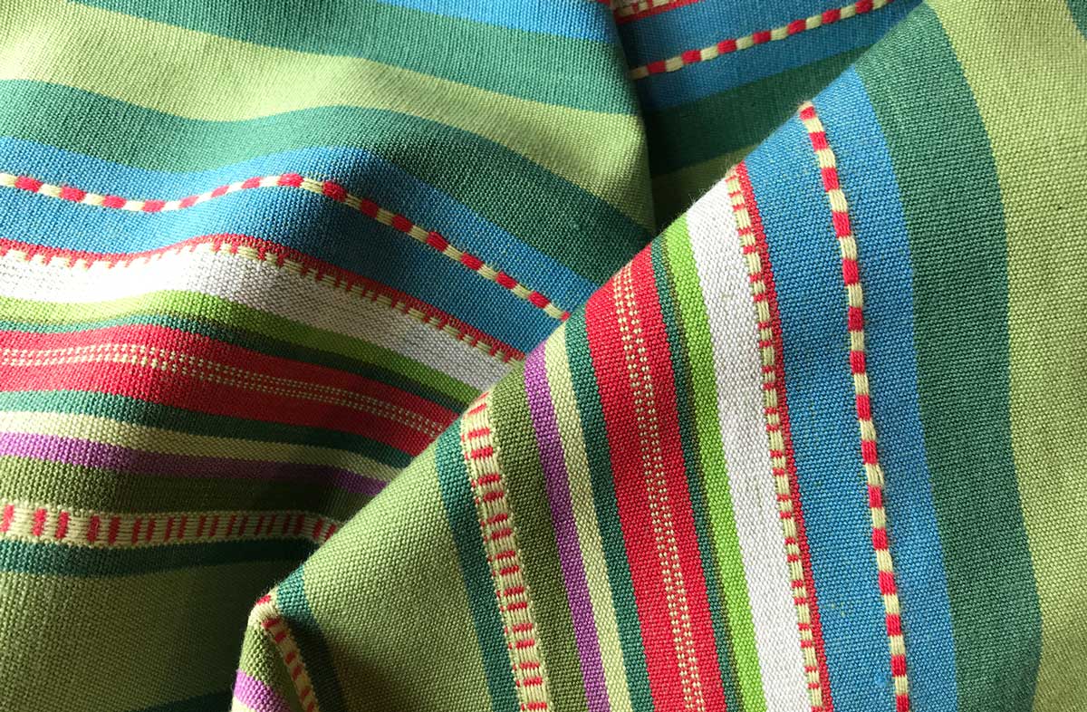 Pretty Green Stripe Fabric - Chequers Stripe