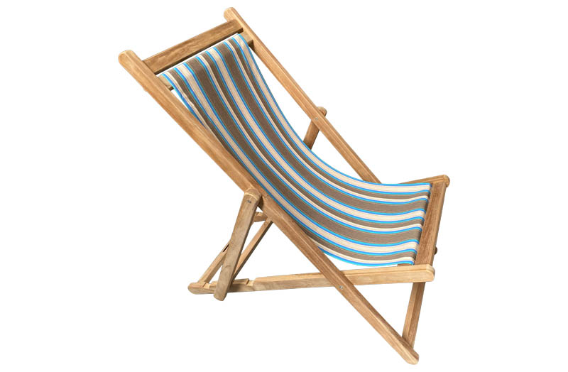 Brown, Beige, Turquoise Teak Deckchairs with water resistant slings