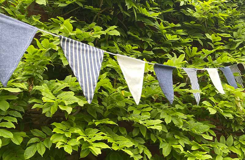 Denim Blue, White Cotton Bunting