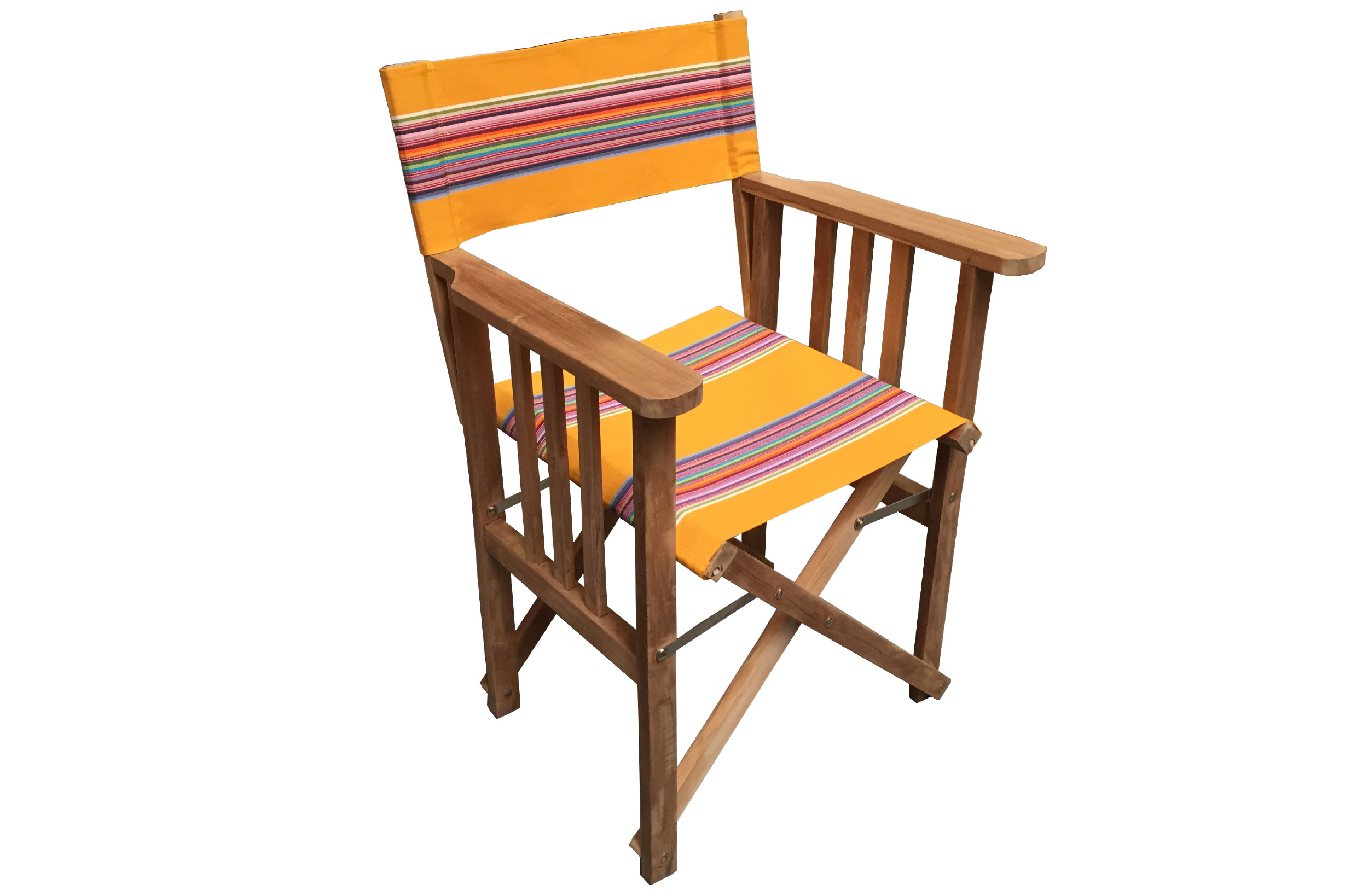 Teak Directors Chair - Butterfly Yellow Stripe