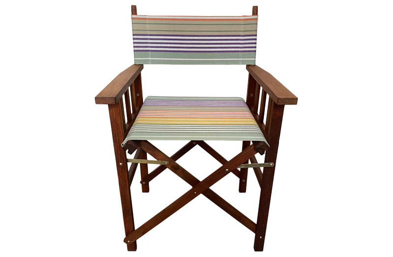 Sage Green Stripe Directors Chairs - Kwila Hardwood