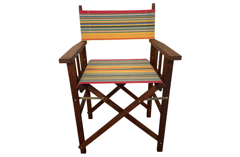 Medley Of Colours In Narrow Stripes Directors Chairs - Kwila Hardwood