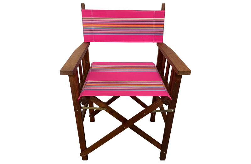 Bright Pink With Rainbow Stripes Directors Chairs - Kwila Hardwood