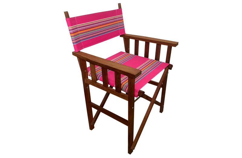 Bright Pink with rainbow stripes- Directors Chairs - Kwila Hardwood 