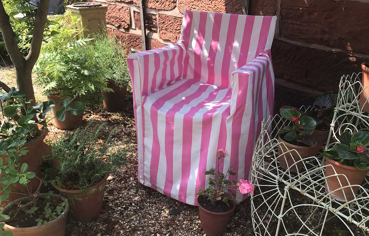 Pink and White Stripe Loose Covers for Directors Chairs
