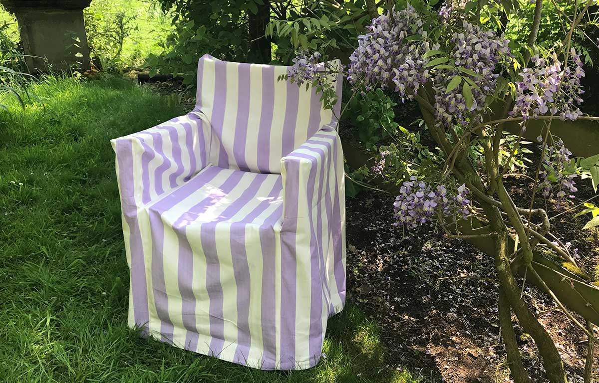 Lilac and White Stripe Directors Chair Loose Covers