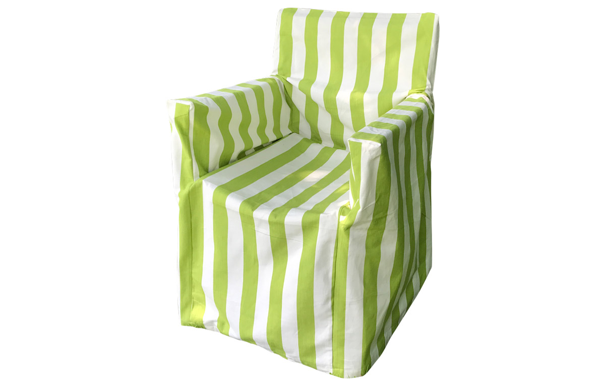Lime Green and White Stripe Directors Chair Loose Covers