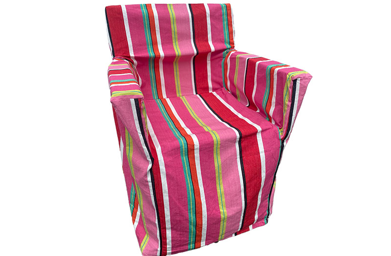 Directors Chair Loose Covers - Watermelon Red, Pink, Green Stripes 