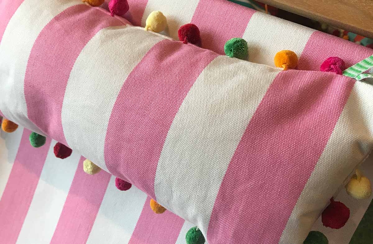 Pink - Deckchair Headrest Cushions | Tie on Pompom Headrest Pillow