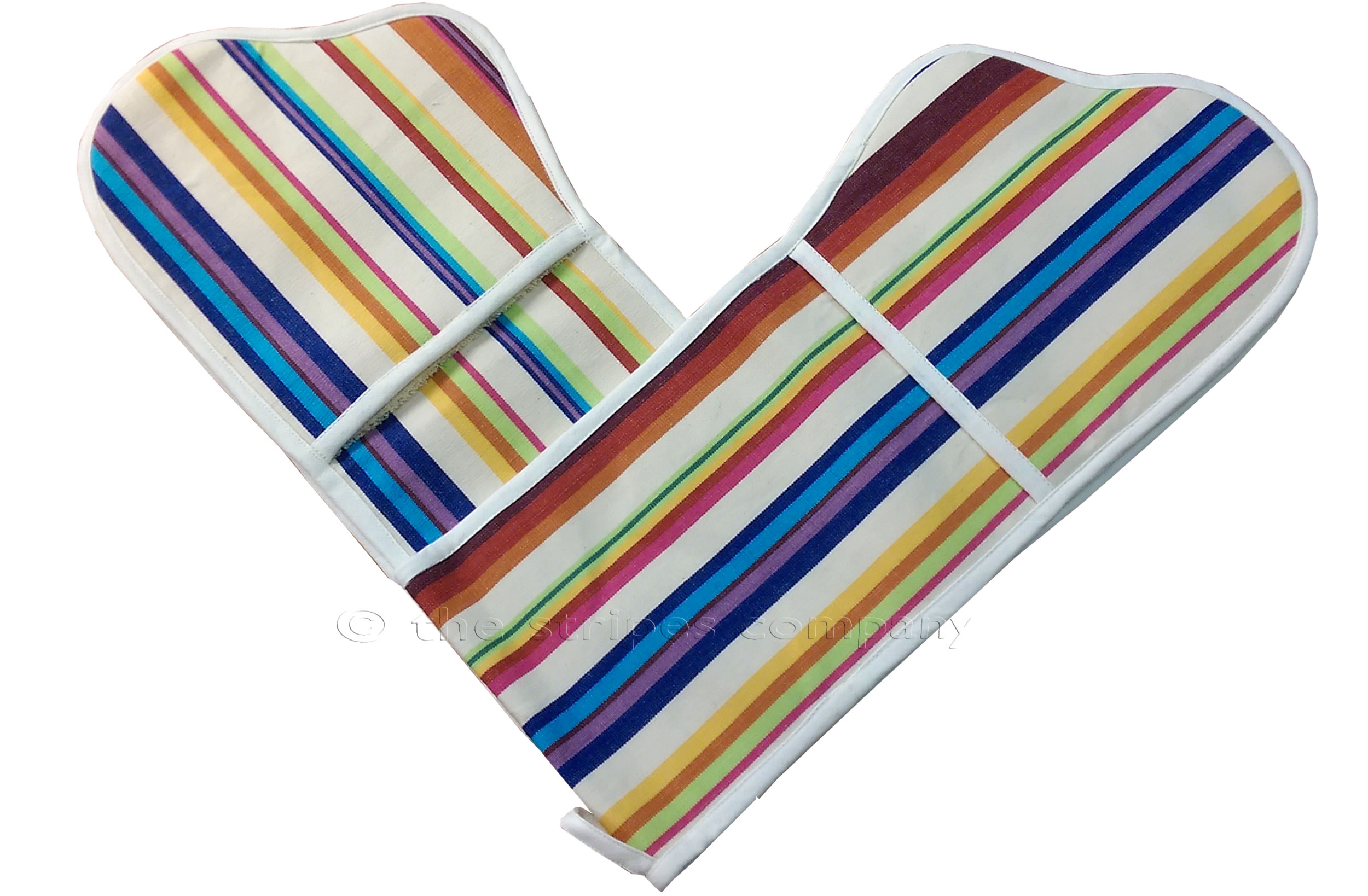 Cream Striped Oven Gloves | Double Oven Mitts Basketball Stripes