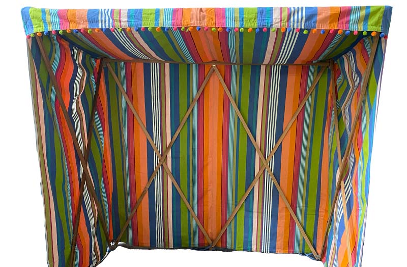 Green, Blue, Terracotta Stripe Garden Sun Shelter | Edwardian Sun Shelters