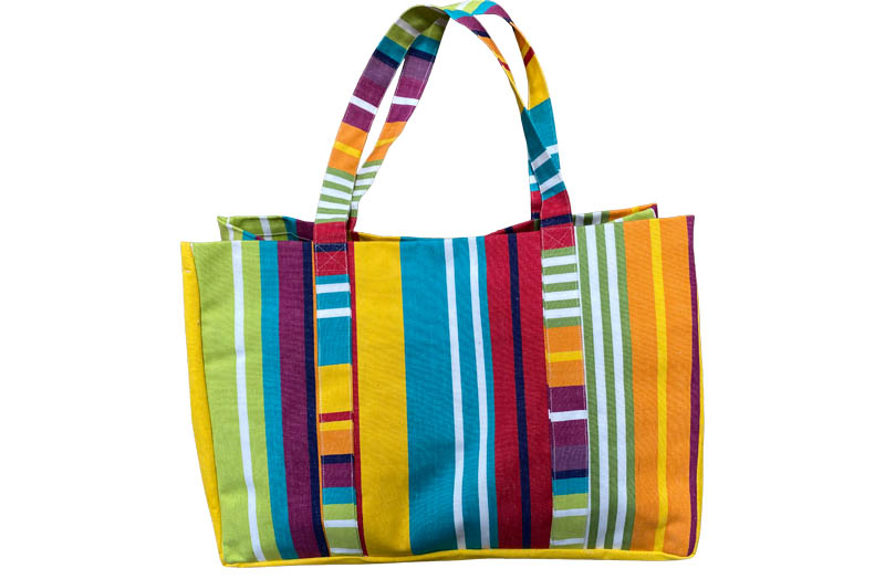 Extra Large Striped Beach Bags Turquoise, green, red, yellow stripes 