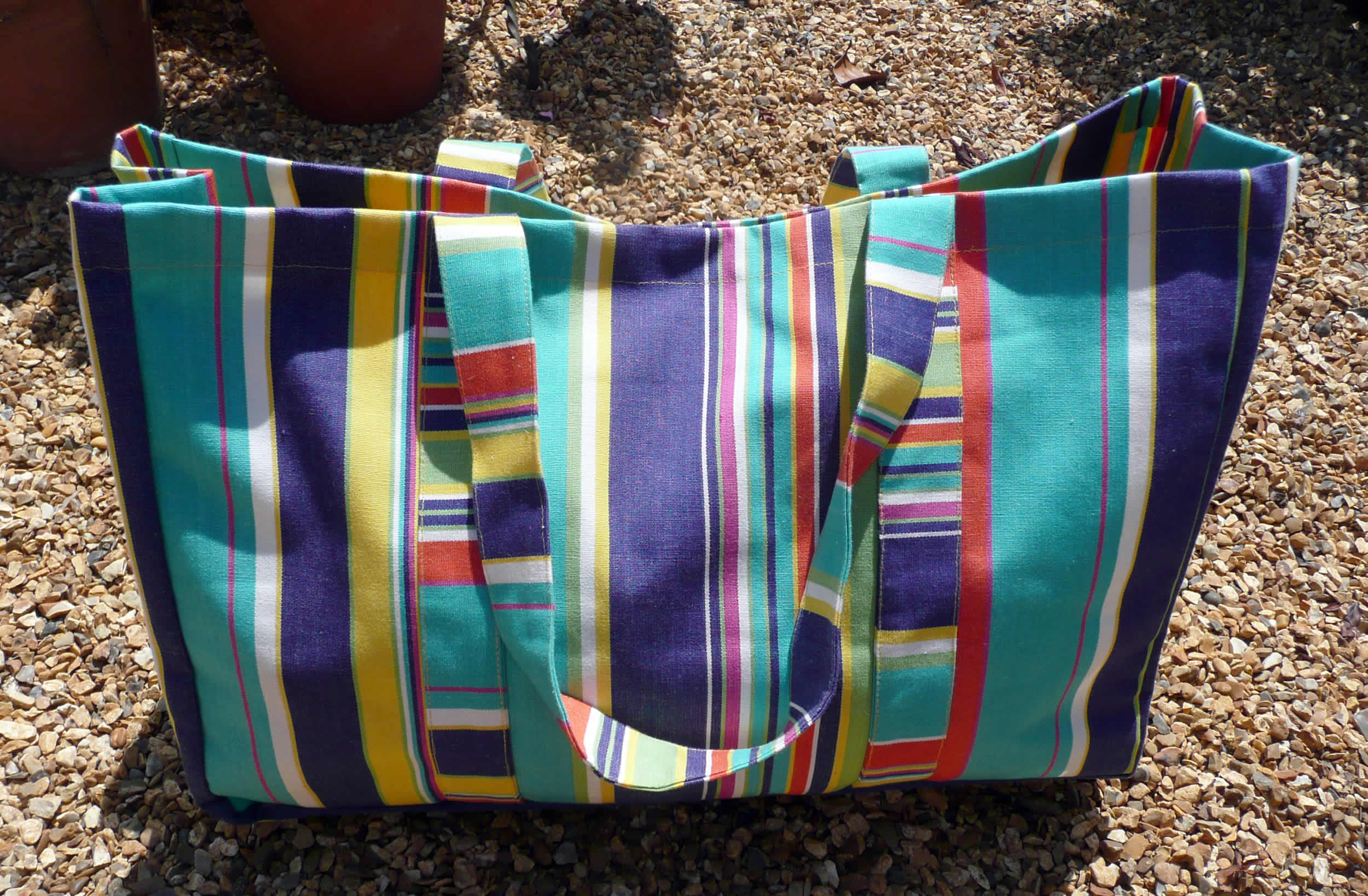 Turquoise Extra Large Beach Bags Yachting Stripe The Stripes Company UK