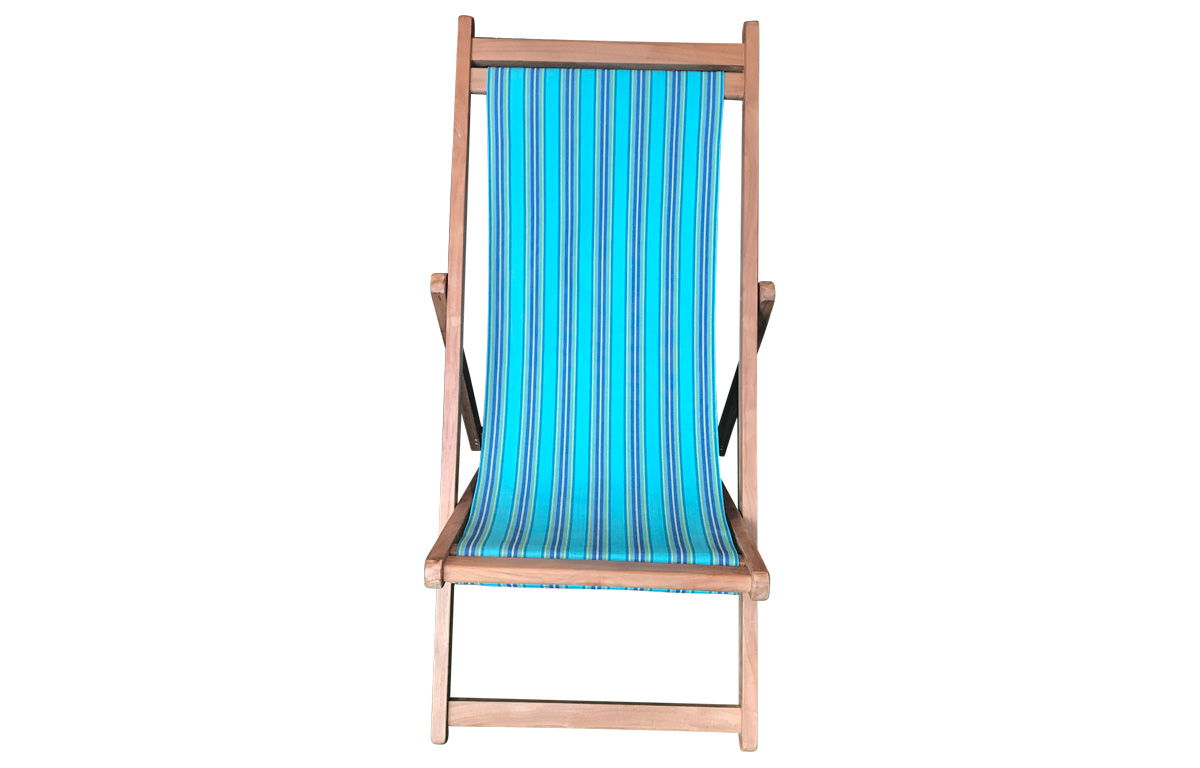 Premium Teak Deck Chairs turquoise, blue, green stripes  
