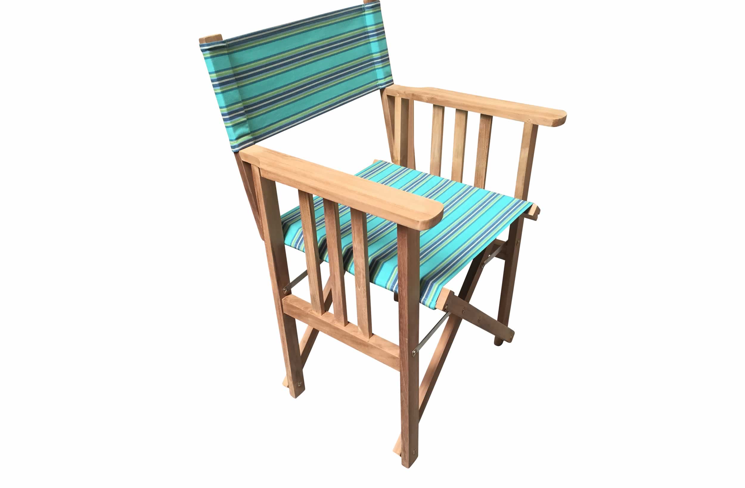 Teak Directors Chair - Fencing Stripe