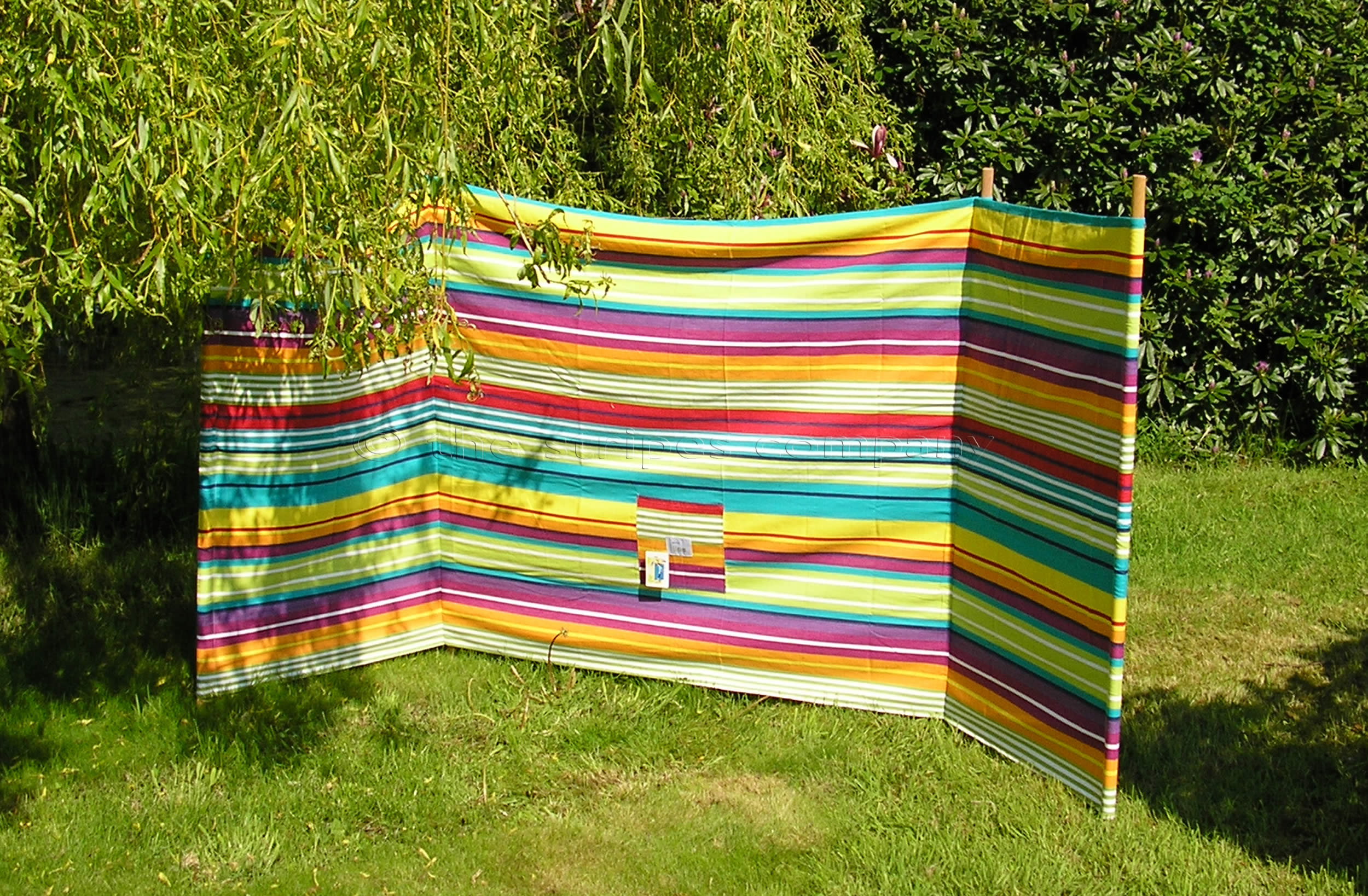 Turquoise Striped Windbreaks with 4 poles