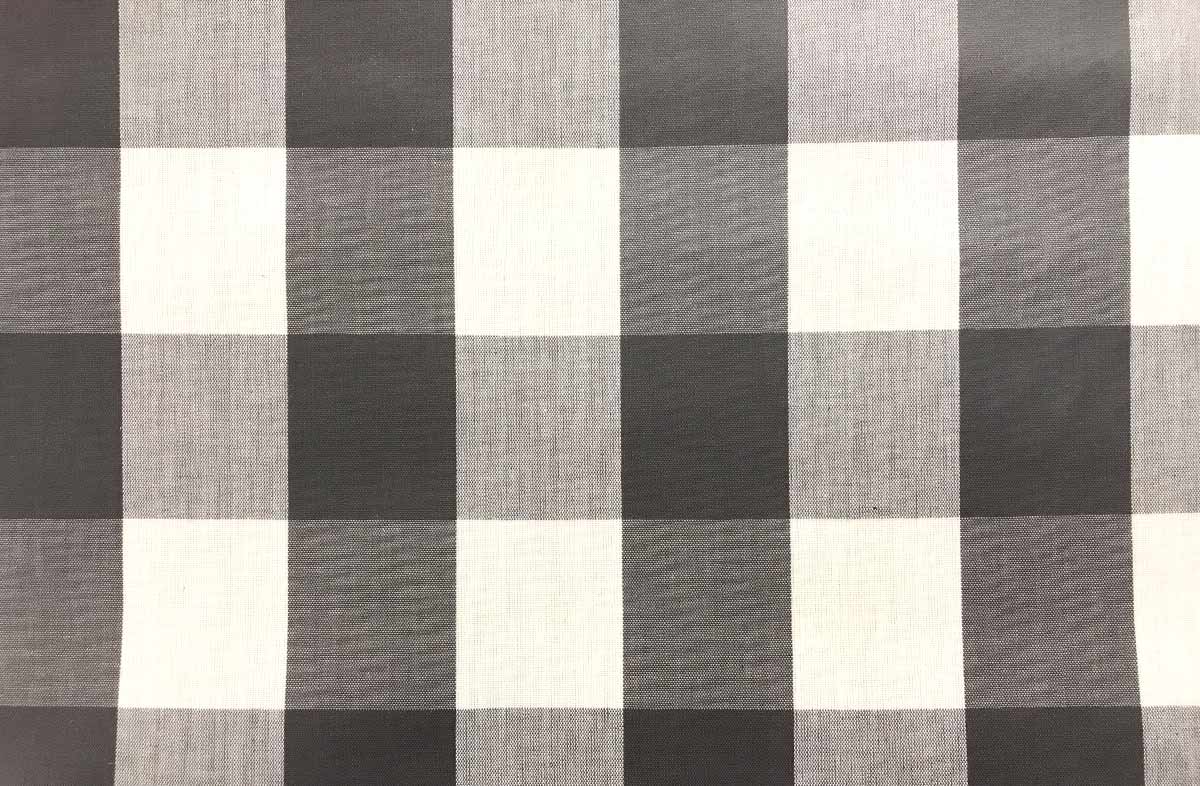 Grey and White Gingham Oilcloth Fabric Large Check
