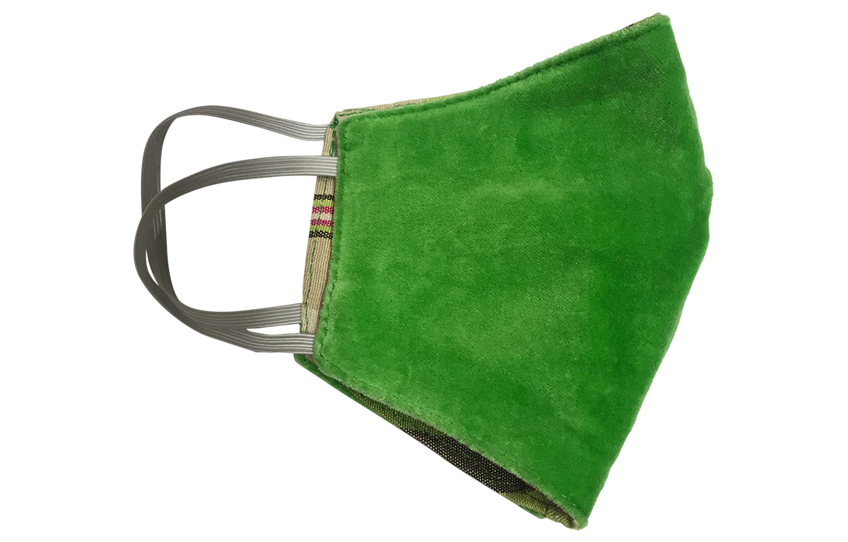 Green Velvet Reversible Striped Face Coverings by The Stripes Company 