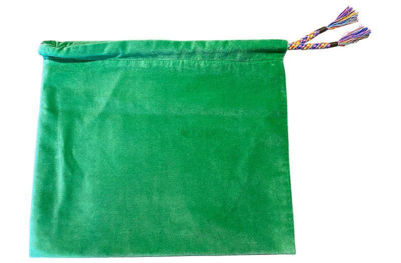 Green Velvet Handbag Pouch with Drawstring