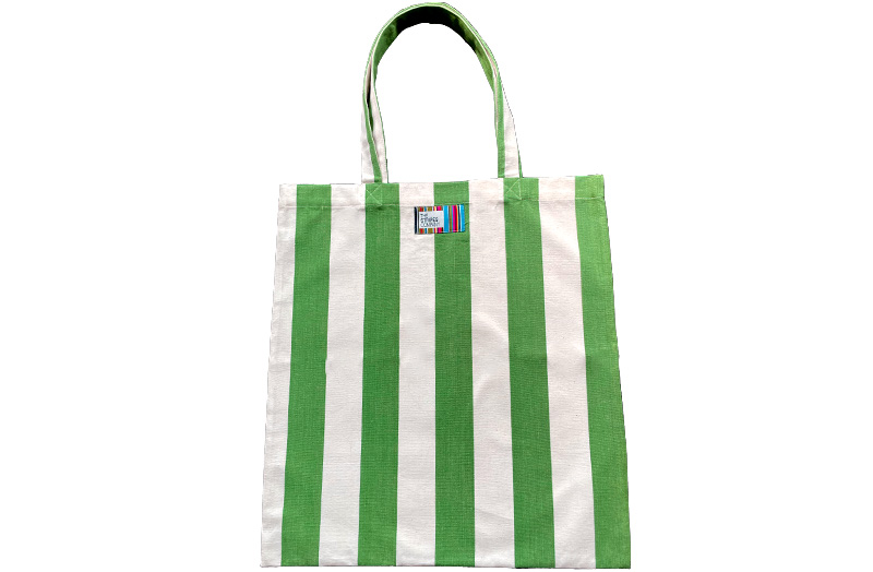 Green and White Stripe Tote Bags