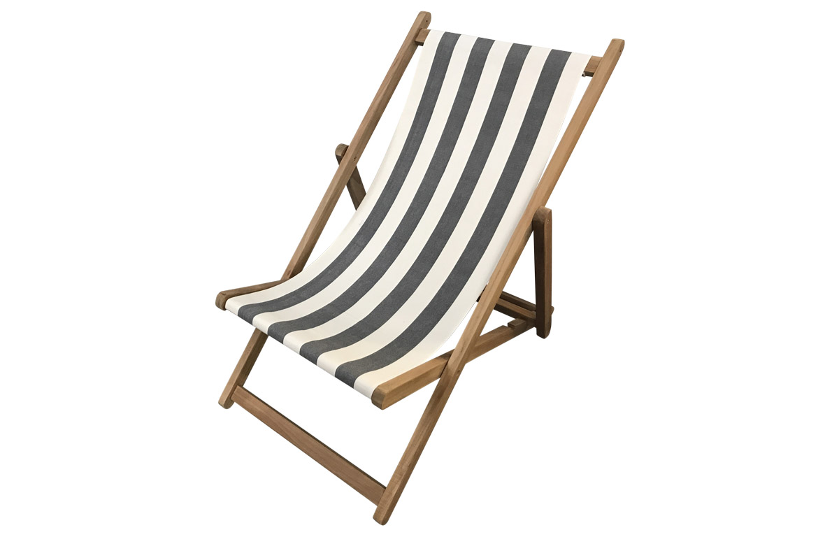 Grey and White Stripe Deckchair