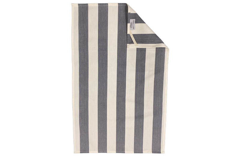 Charcoal Grey White Stripe Tea Towels