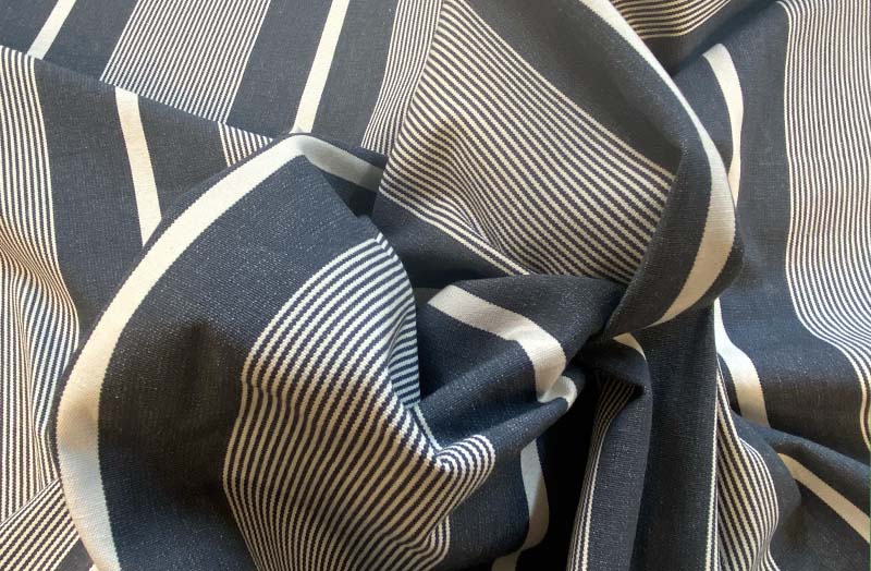 Dark Grey Striped Fabric | Bluey Grey and White Stripe Cotton Curtain Upholstery Fabric