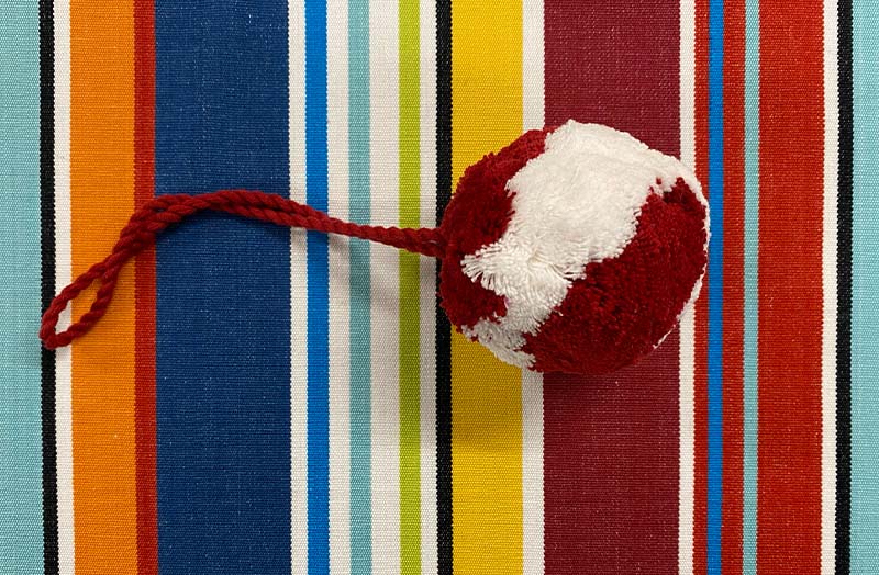 Red White Hanging Cotton Pom Pom - Red pompom hanging balls