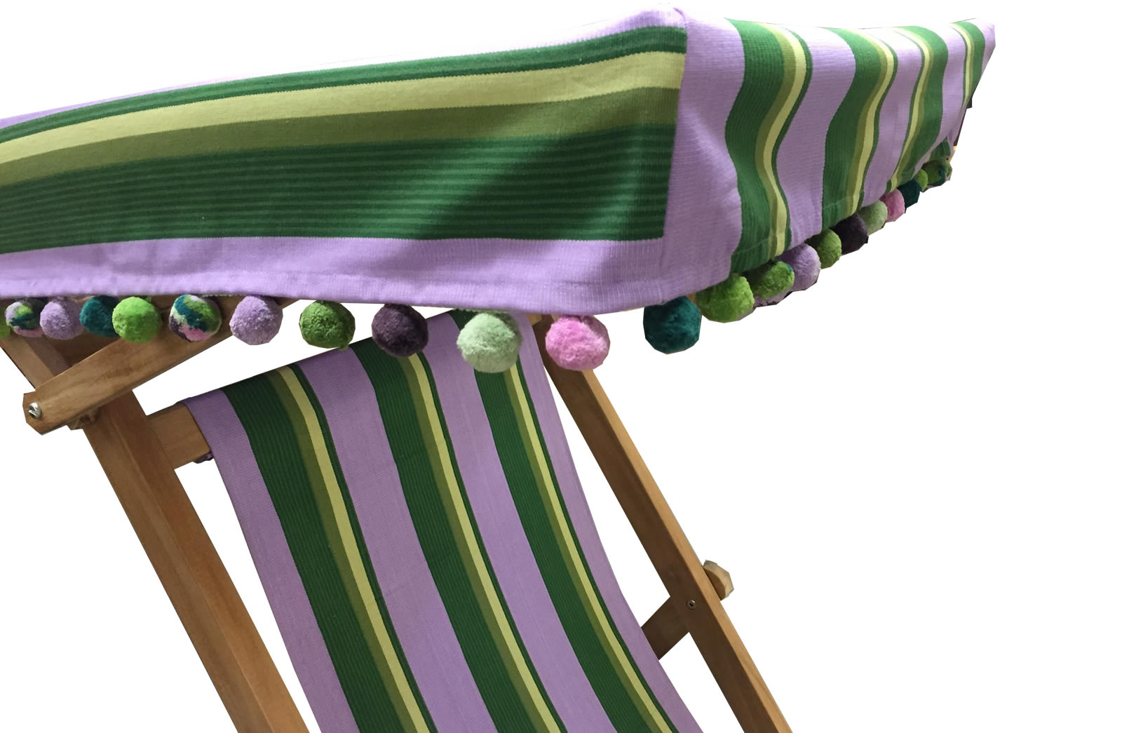 Edwardian Deckchairs with Canopy and Footstool lilac, lime, dark green   