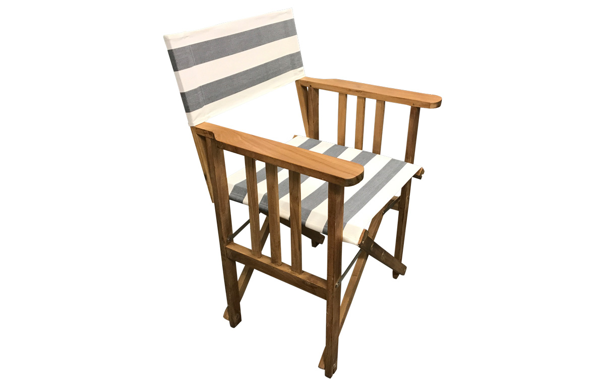 Grey and White Stripe Directors Chairs