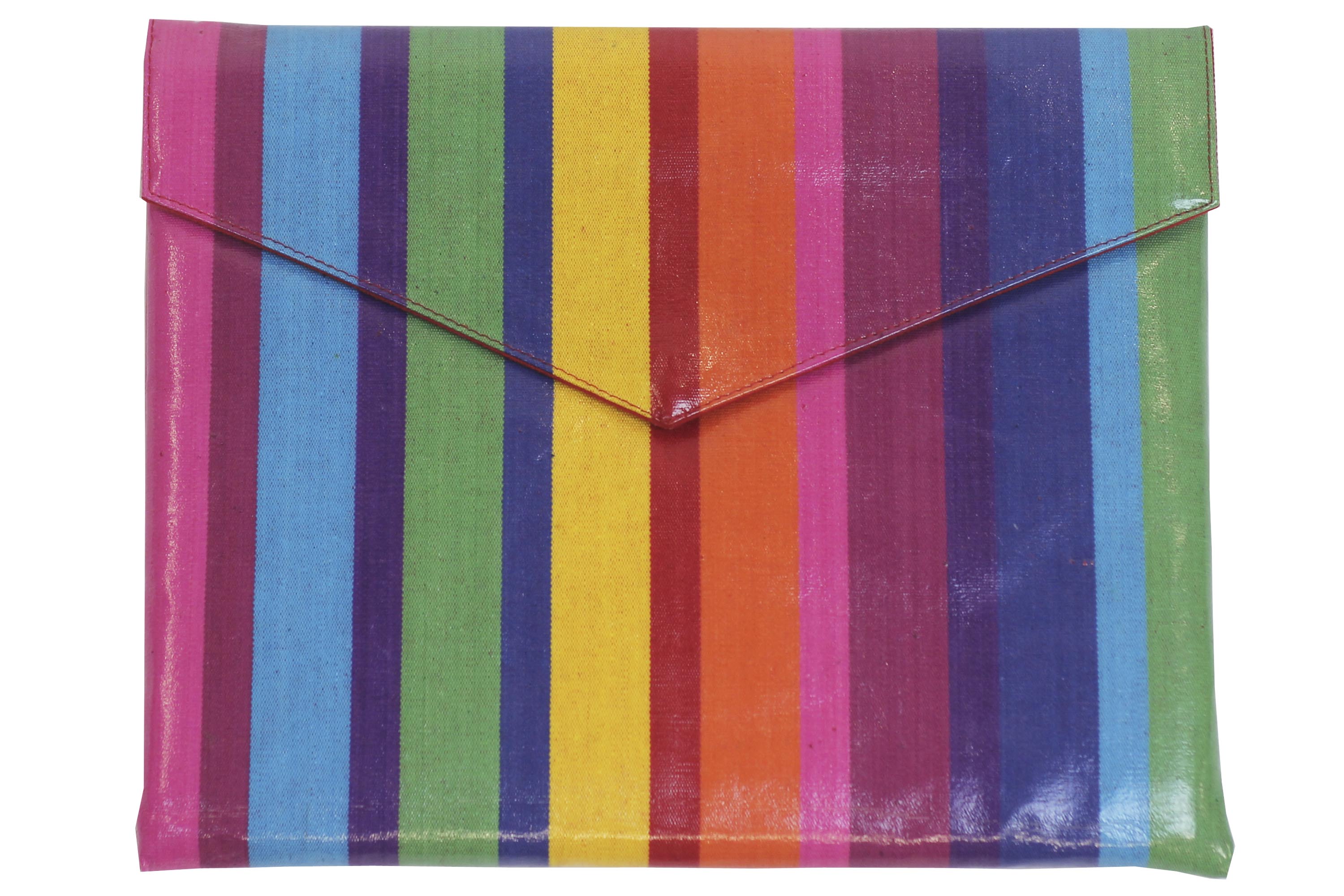 Multi Colour Rainbow Striped PVC Clutch Bags Large