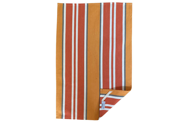 Orange, Tangerine, Dark Grey and White Stripe Tea Towels | Striped Tea Towels