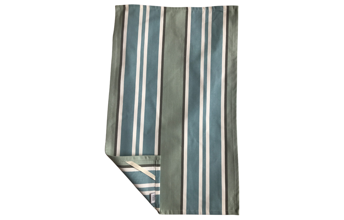 teal, pale aqua, dark grey - Stripe Tea Towels | Striped Teatowels