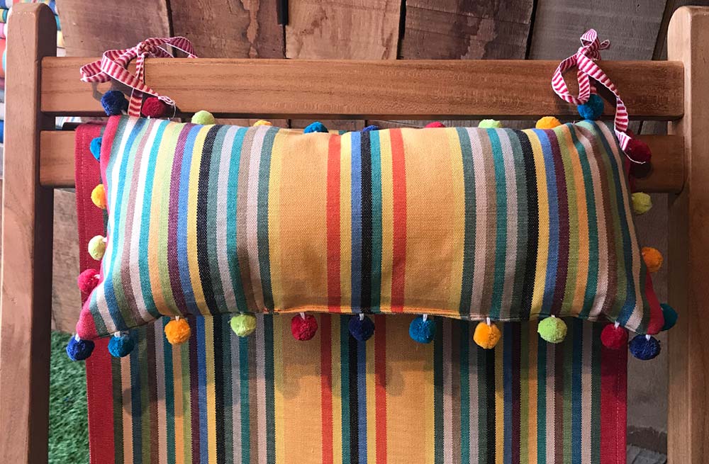 Medley Deckchair Headrest Cushions | Tie on Pompom Headrest Pillow