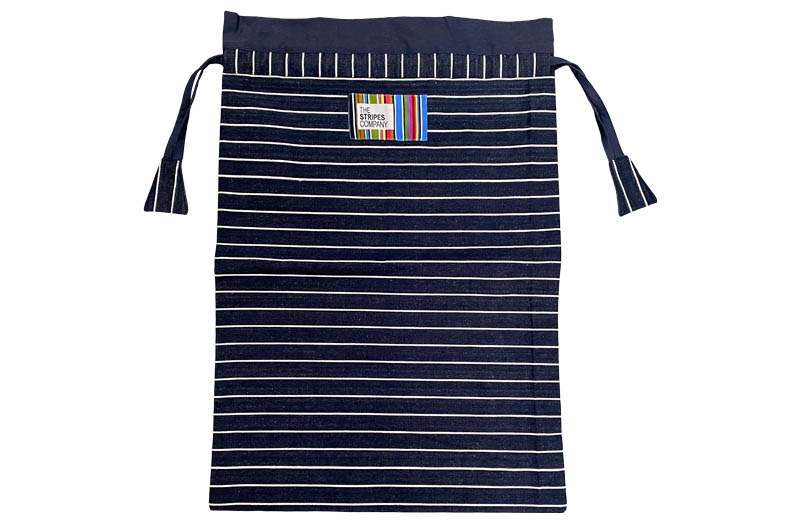 Navy Blue and White Striped Drawstring Storage Bags | Laundry Bags | Kit Bags