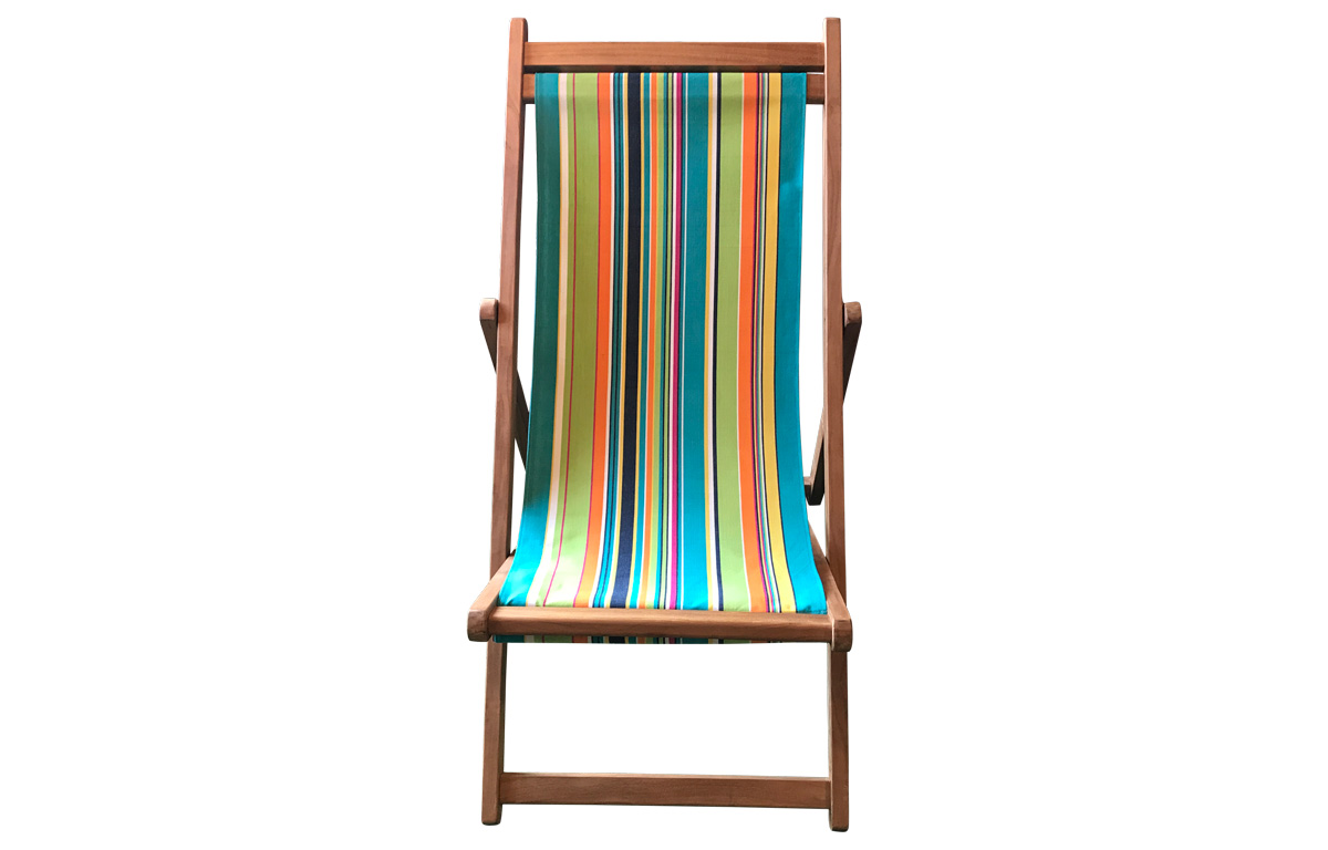 Teak Deck Chairs turquoise, lime, navy stripes  